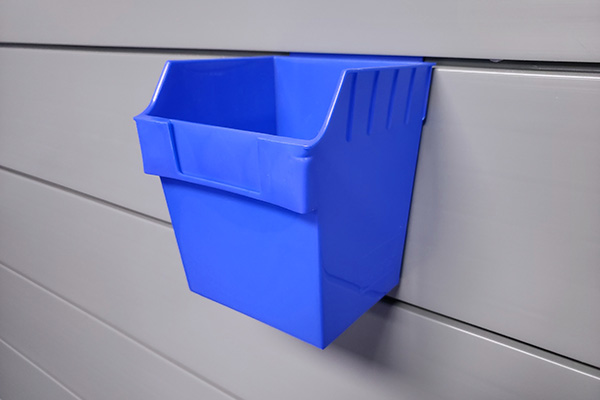 Medium Utility Bin - BLUE. CWUBM-BLU. Handy for storing a variety of small to medium size items such as spray cans, cleaners, caulking, and loose cables.